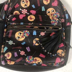 Emoji Mini Backpack Zippered Kidcore Kawaii Colorful Cartoon Faux Leather